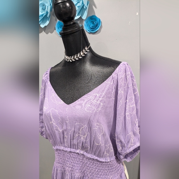 Dex Purple Ruched Mini Sundress - Picture 4 of 7